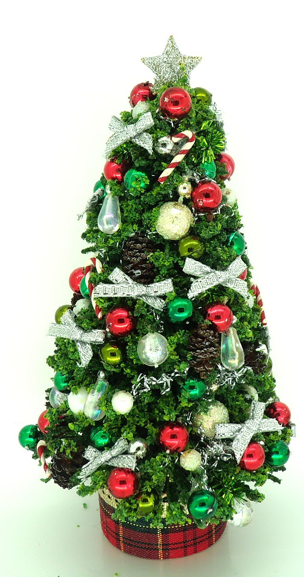 Silver Bow and Candy Cane Christmas Tree